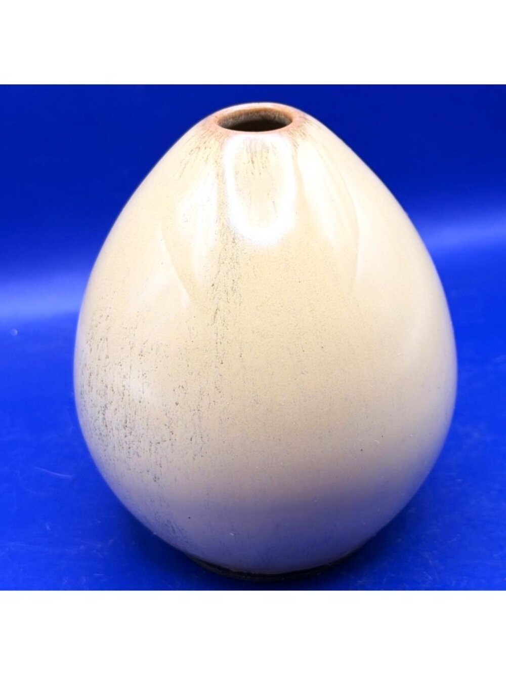 Modern Neutral Egg Shaped Bud Vase Cream Ceramic Made in Vietnam 4" Japandi Boho